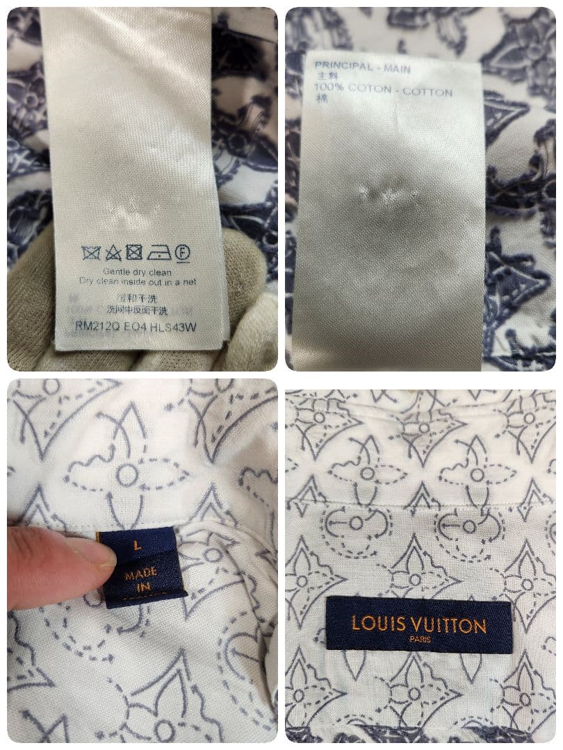 21AW 極美品　ルイヴィトン　長袖シャツ　モノグラム　白　着用感XL フラワー