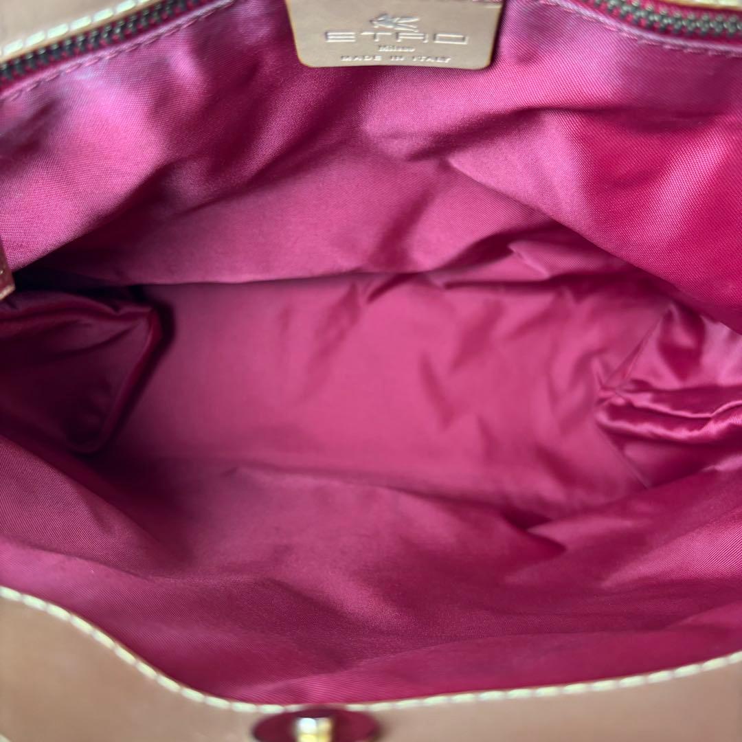 ✨️美品✨️ ETRO エトロ ペイズリー柄 レザー トートバッグ ブラウン