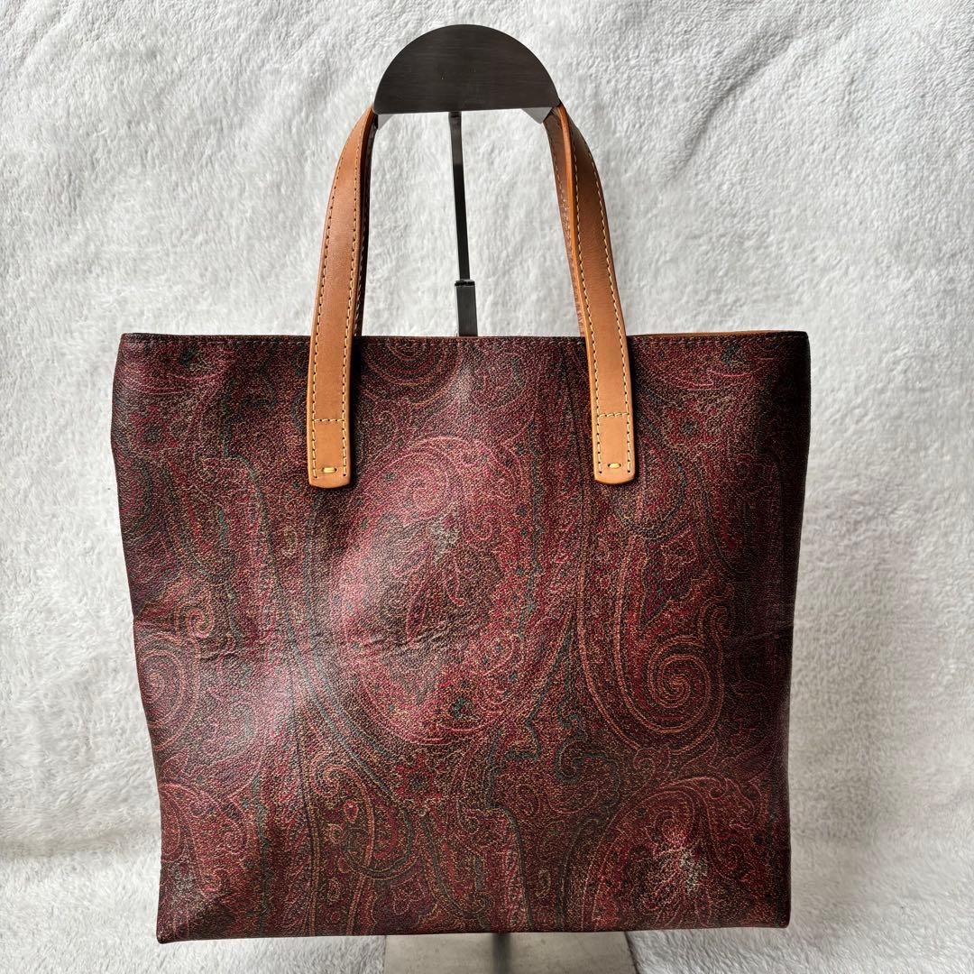 ✨️美品✨️ ETRO エトロ ペイズリー柄 レザー トートバッグ ブラウン