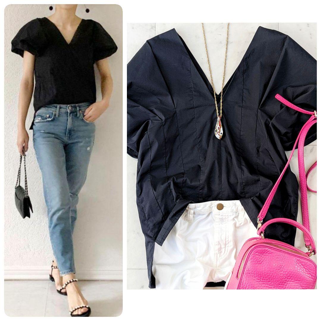 美品✨ツルバイマリコオイカワ TSURU コットンパフスリーブブラウス ブラック