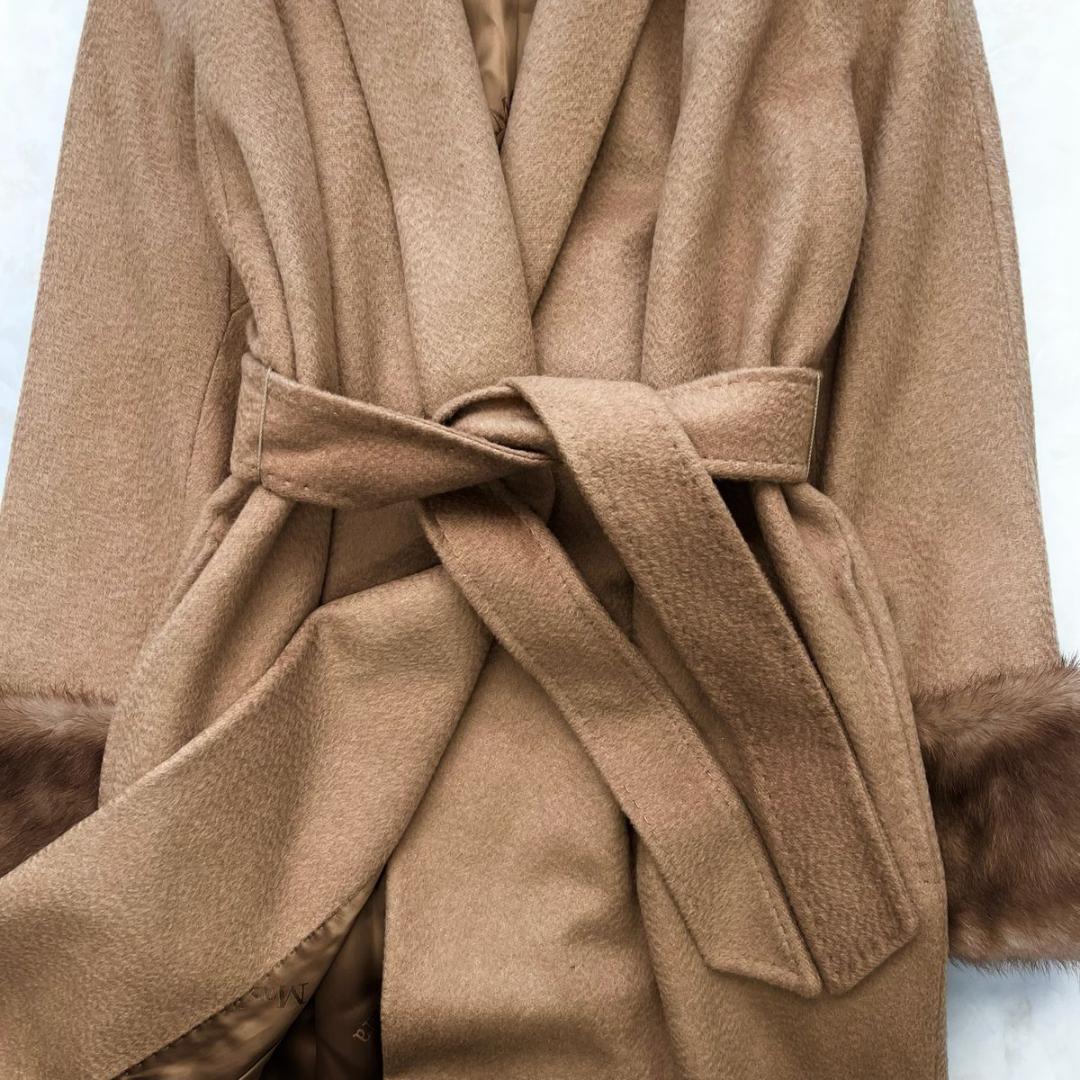MaxMara ベルテッドファーコート 2way キャメル100% 36 S