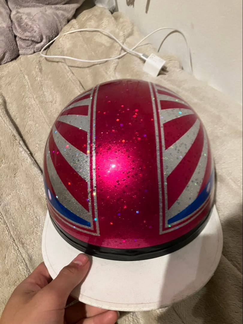 ピンク 半帽ヘルメット 桜と日の丸デザイン