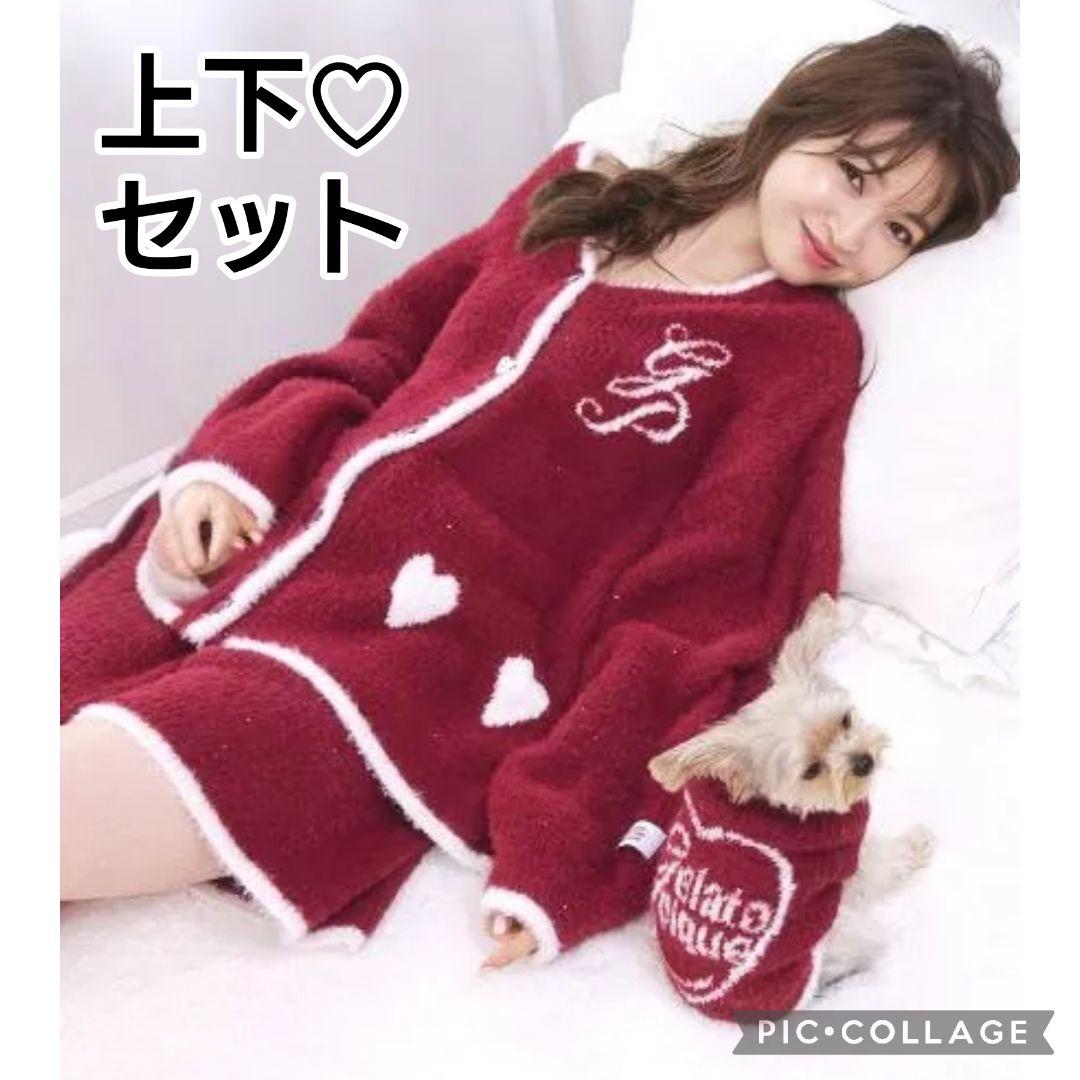 【完売】新品♡ジェラートピケ♡ラメフェザーカーディガン＆ショートパンツ♡レッド