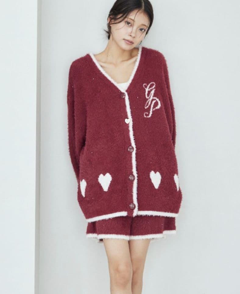 【完売】新品♡ジェラートピケ♡ラメフェザーカーディガン＆ショートパンツ♡レッド