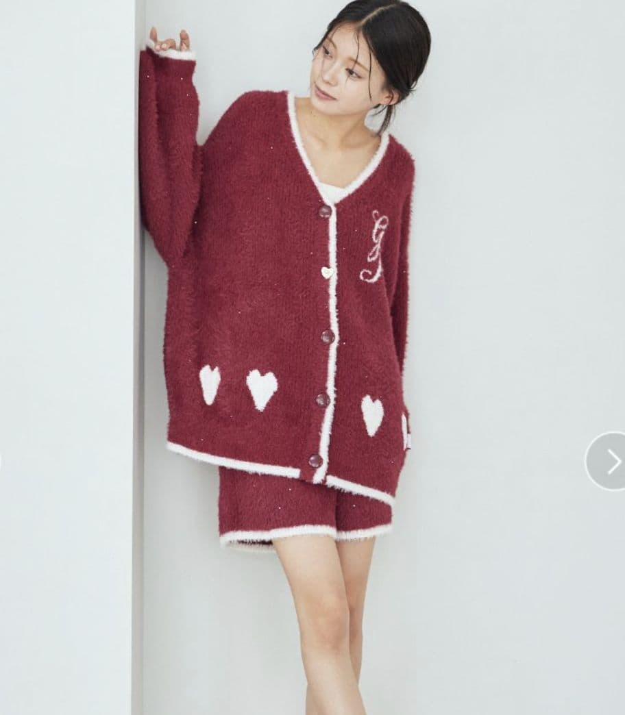 【完売】新品♡ジェラートピケ♡ラメフェザーカーディガン＆ショートパンツ♡レッド