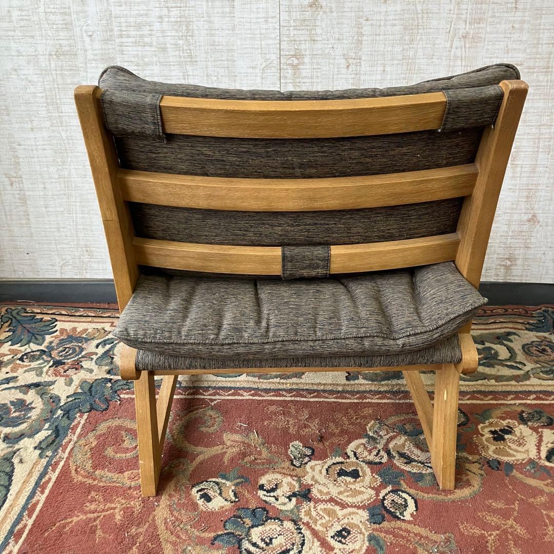 ④ 北欧レトロ ミキモク 雅 木製フレーム アームレスチェア 一人掛けソファー