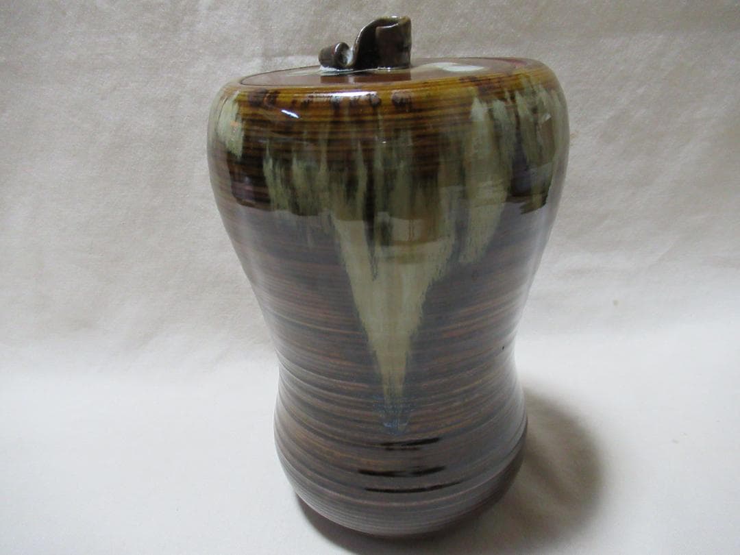 高取焼　元永影一作　瓢形水指　共箱