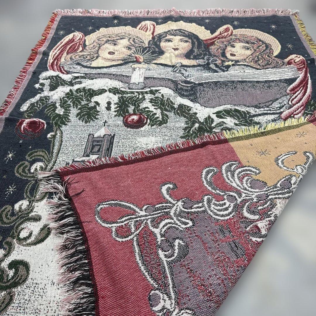 天使　クリスマス　マルチカバー　ソファカバー　ヴィンテージラグ　170x117
