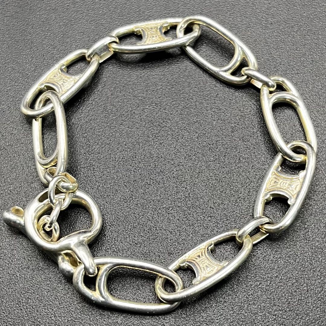 希少 セリーヌ シルバー ブレスレット マカダム トリオンフ ヴィンテージ 刻印