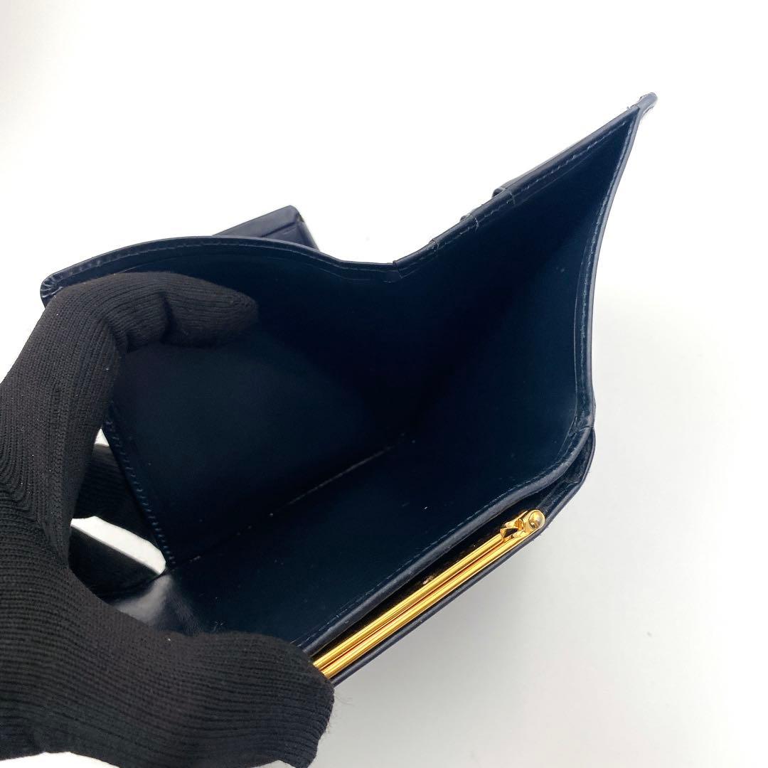 Cartier カルティエ サファイア ライン がま口 三つ折り財布 ネイビー