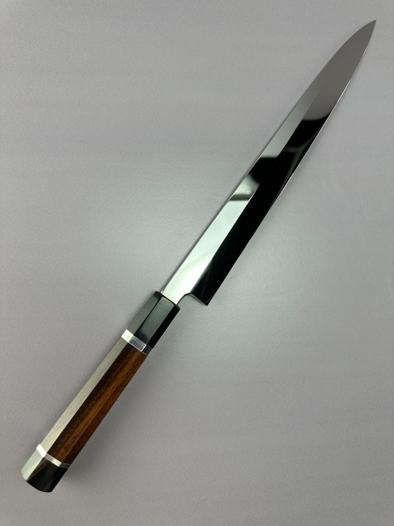 梵静刃物 ウルトラ鏡面仕上げ 柳刃包丁 尺 刺身包丁 スネークウッド黒水牛八角柄