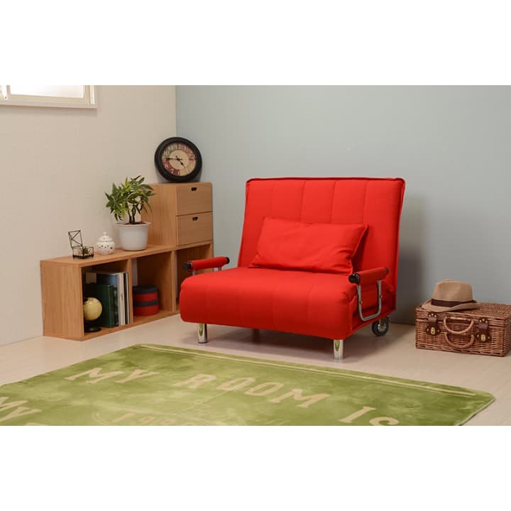 14段リクライニング　万能ソファベッド　レッド