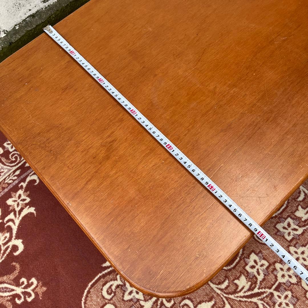 古家具ビンテージ品◾️サカベ 籐ラタン脚×木製天板 ローテーブル センターテーブル