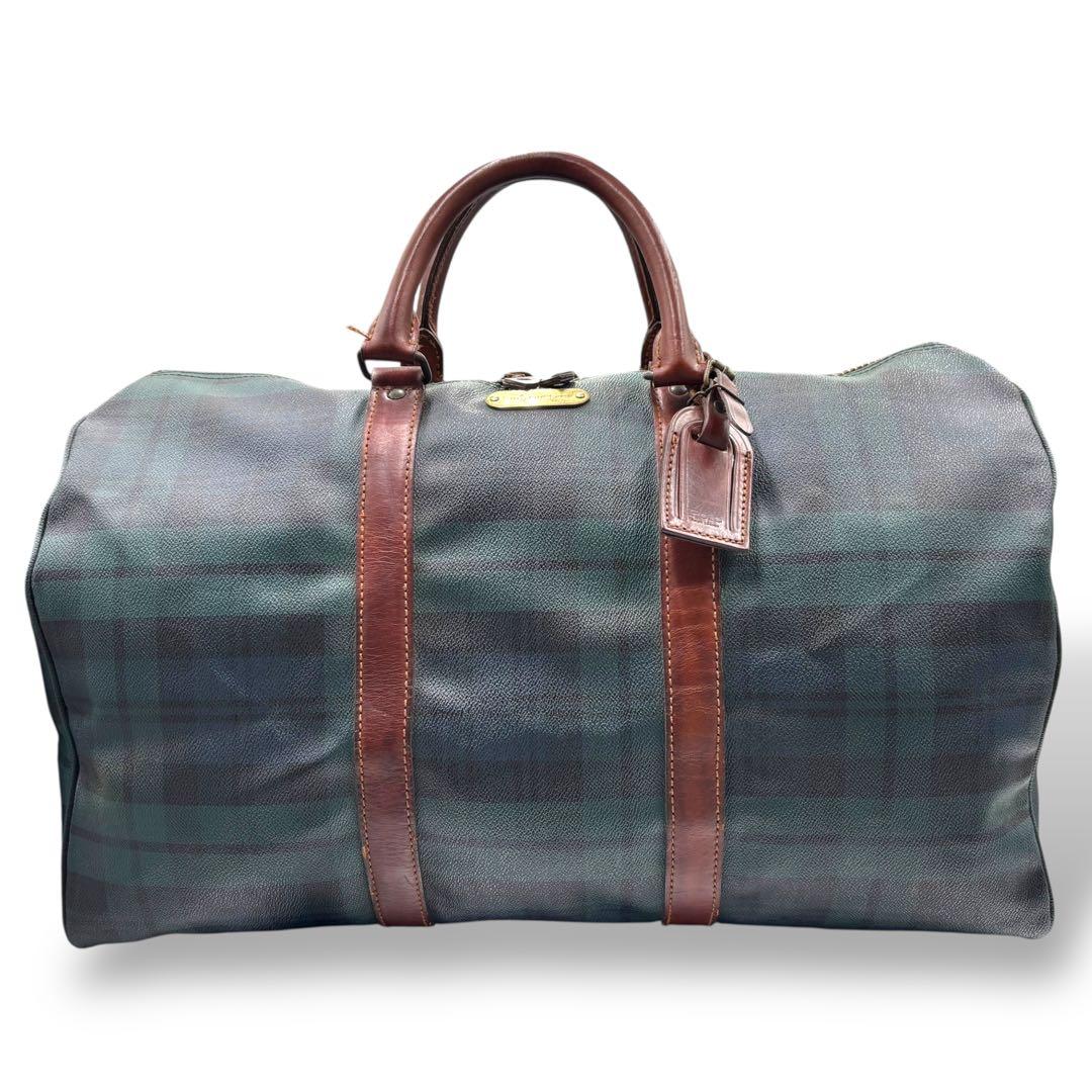 【ヴィンテージ】ポロラルフローレン　ボストンバッグ　トラベル　チェック柄　PVC