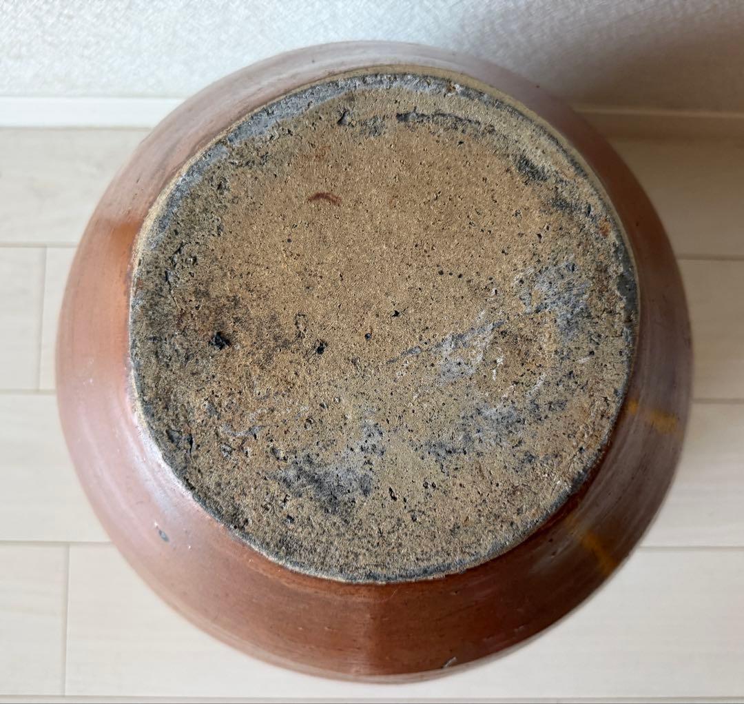 ツボ　メダカ　睡蓮　庭　壺　風情　常滑焼？ 陶器製 円筒形 鉢 約30cm以上