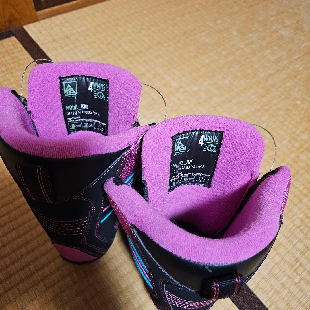 K2 スノーボードビンディング パープル/マルチカラー、ブーツ3点セット