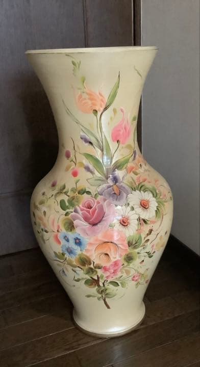 イタリア製 陶器 花瓶 花柄 高級 インテリア　輸入雑貨