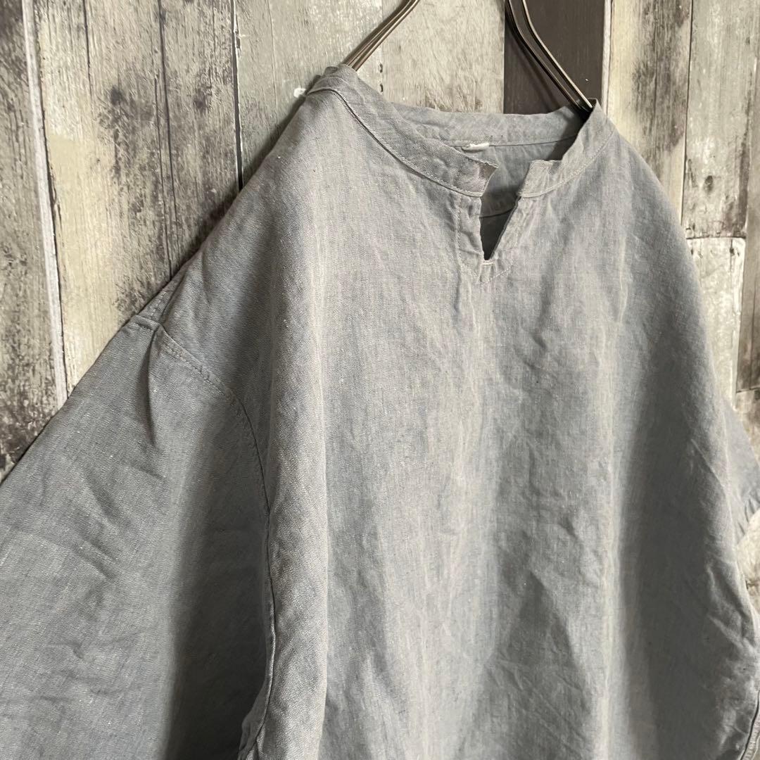 45R　リネン　麻　908　半袖Tシャツ　カットソー　大き目　オーバーサイズ