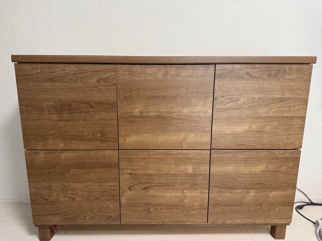 LOWYAサイドボード キャビネット 国産 木製キャビネット ライトブラウン