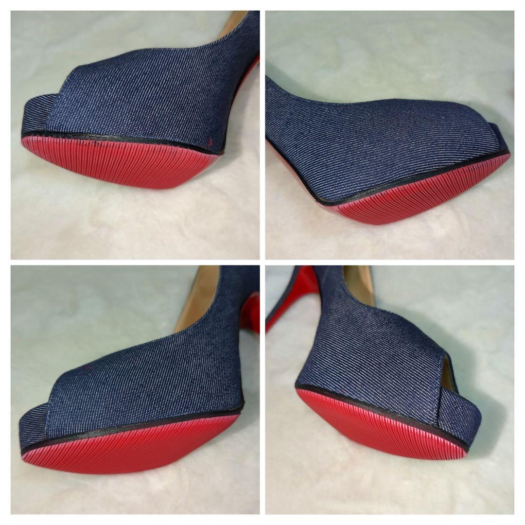 【38 size】クリスチャン ルブタン　パンプス　靴　オープントゥ　デニム