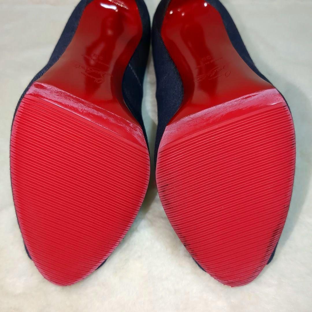 【38 size】クリスチャン ルブタン　パンプス　靴　オープントゥ　デニム