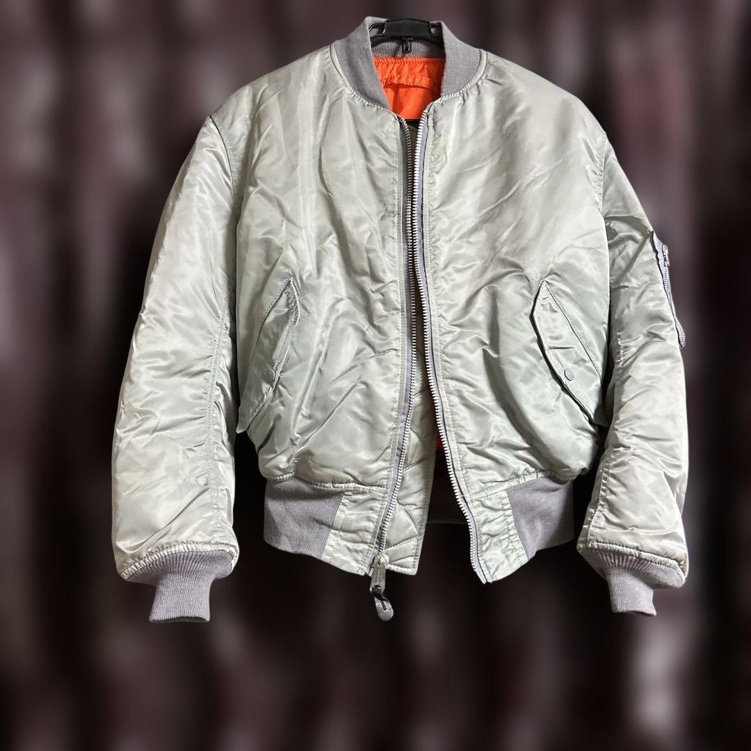90s ALPHA USA製 MA-1 シルバー Lサイズ　『デッドストック』