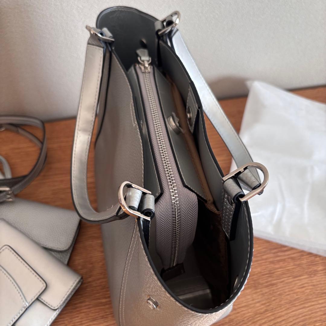 BARCOS レザー シルバー トートバッグ ポーチ パスケース ポシェット