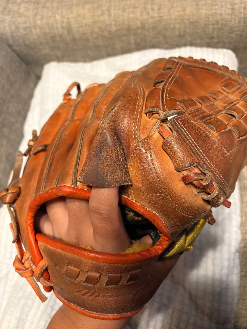 ミズノプロ 硬式投手用グローブ 右投げ用 オレンジ