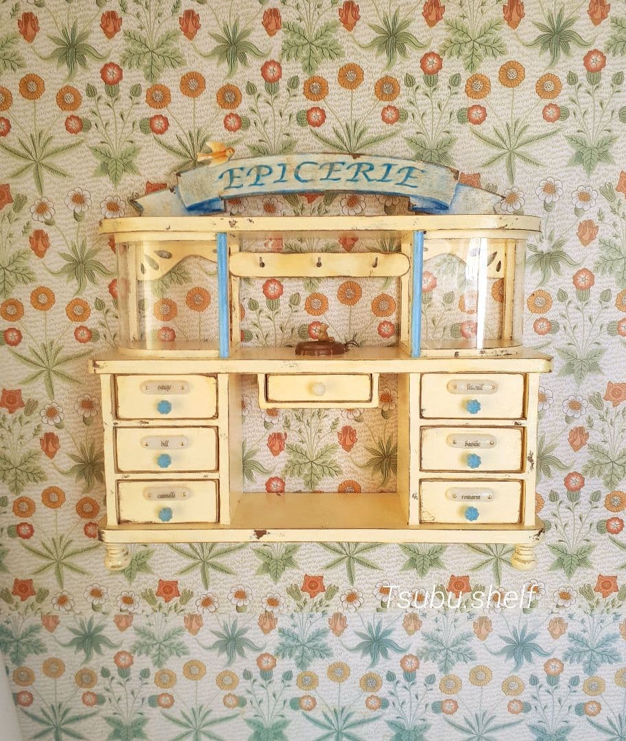 ウォールシェルフ　シャビー　ドロワー　ドールシェルフ