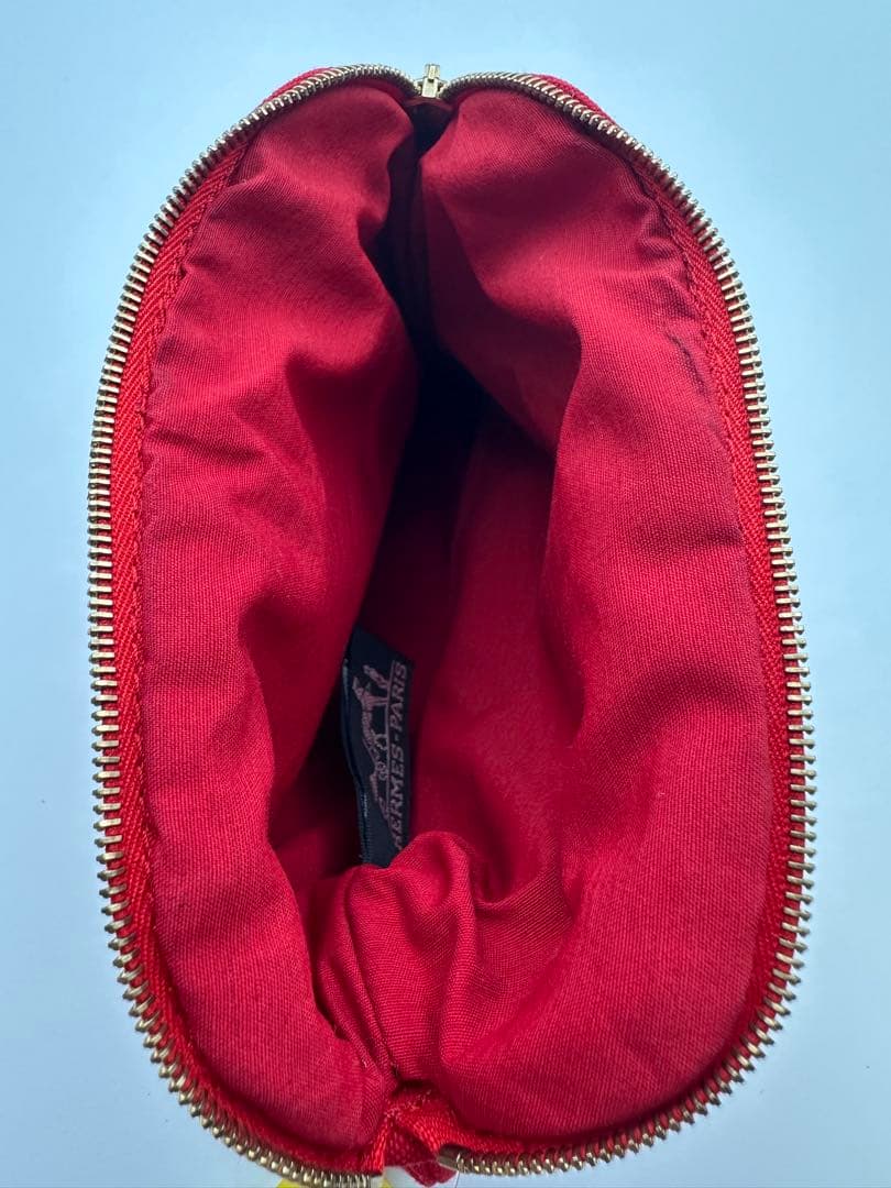 エルメス HERMES ボリードポーチ ミニミニ 赤 キャンバス 美品