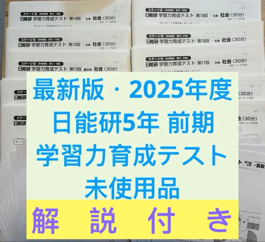 未使用 2025年度 日能研 5年生 学習力育成テスト 10回分 前期