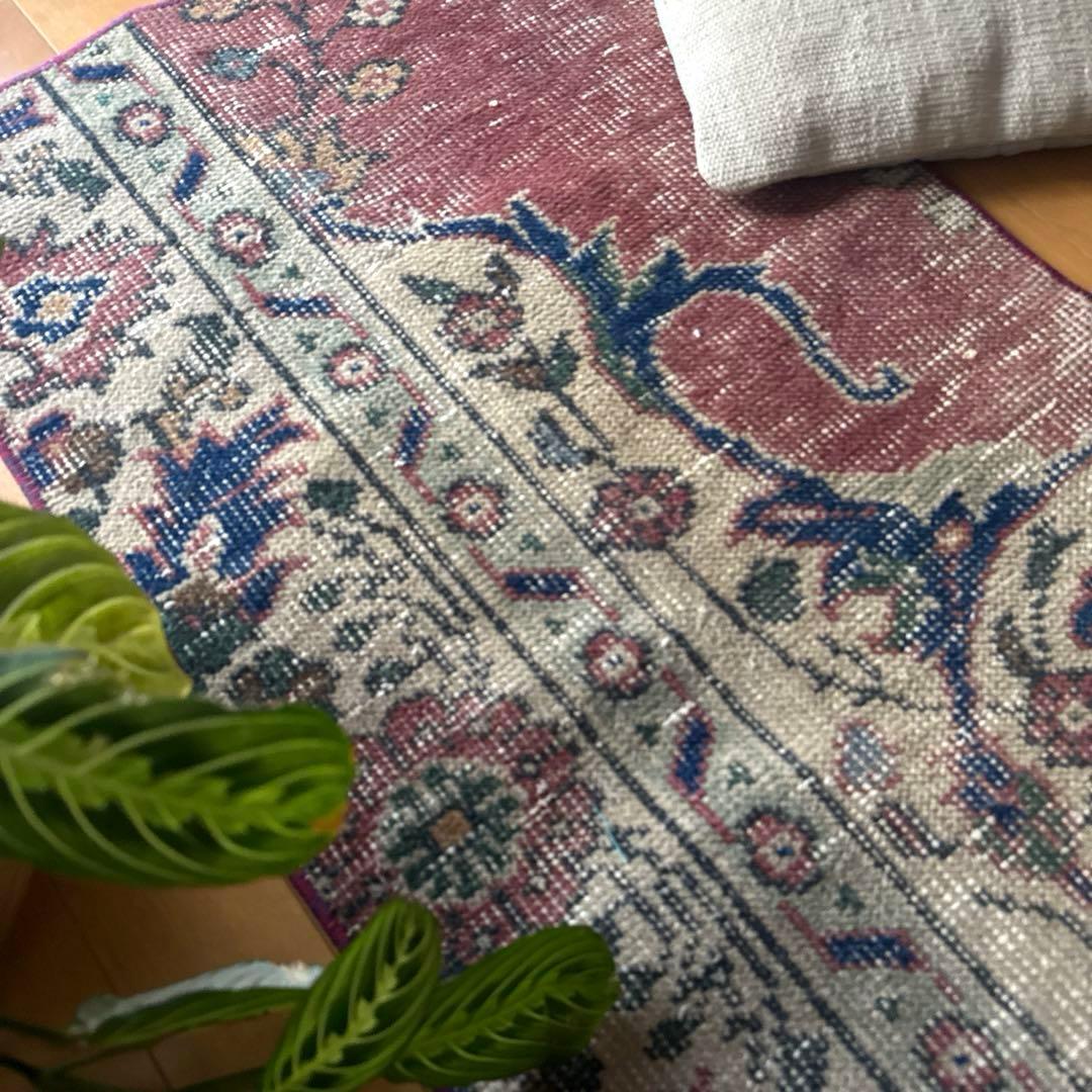 50.5×100.5 ボタニカルマット　アンティーク　トルコヴィンテージラグ