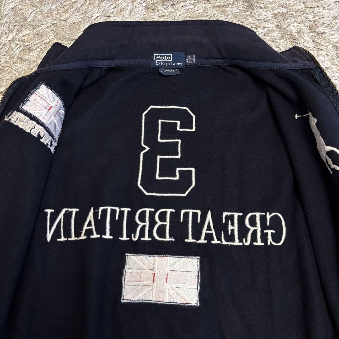 90sポロラルフローレン ネイビー ジップアップ スウェット イギリス 裏起毛