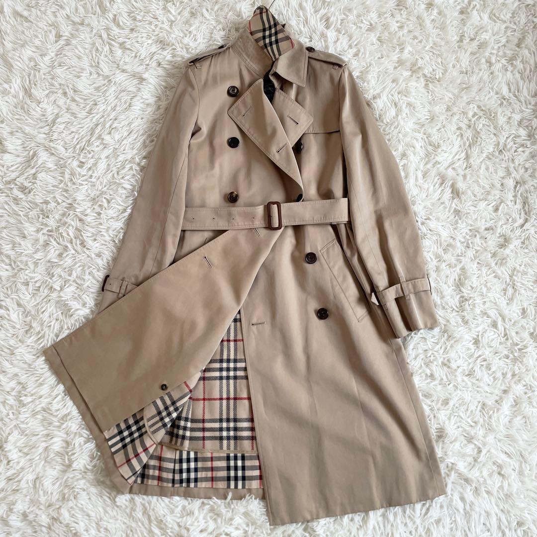 極美品　バーバリーロンドン　トレンチコート　2way　チェック　ハニーベージュ