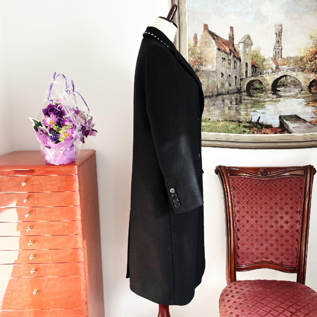 美品　VALENTINOヴァレンティノ スタッズ ロングコート ヴァージンウール