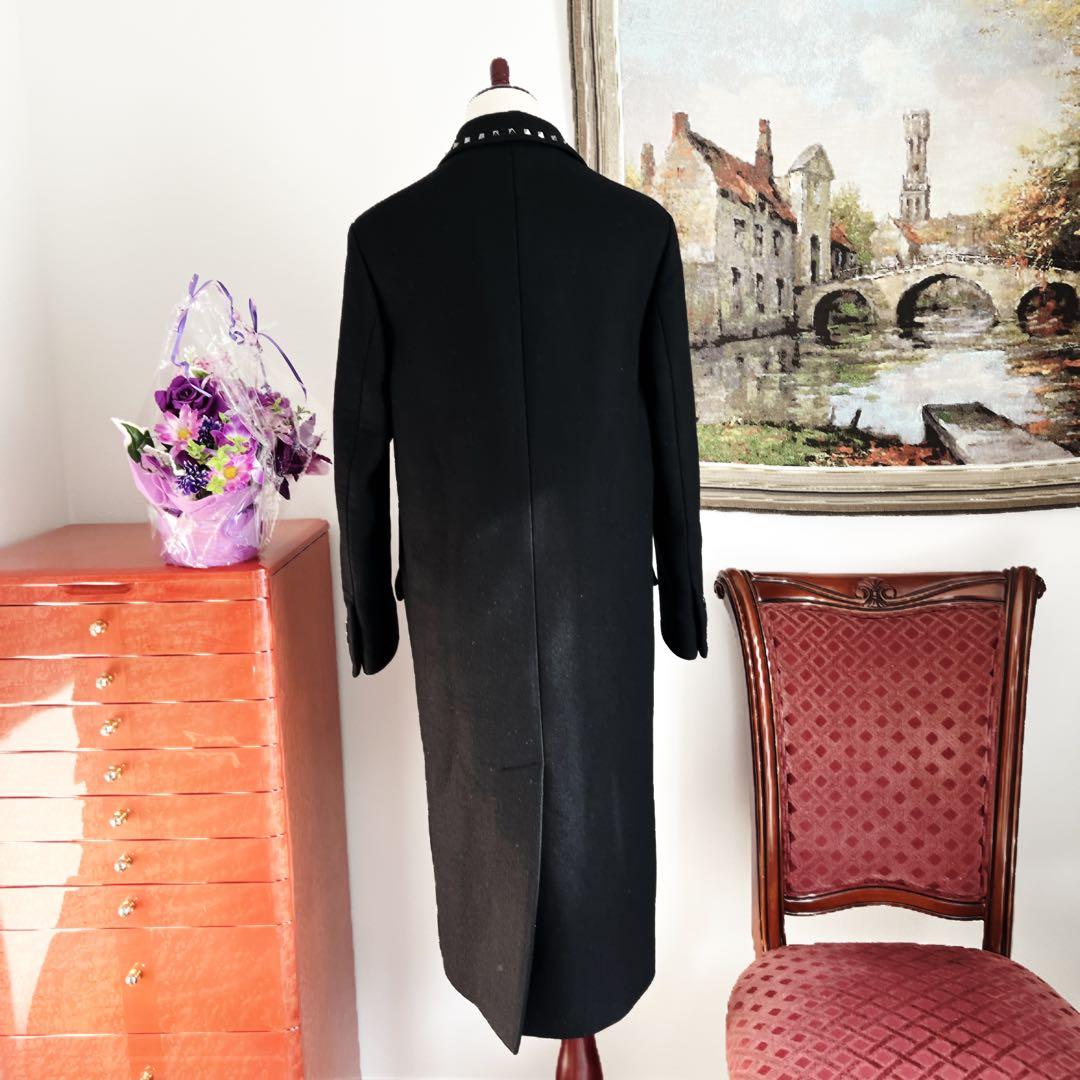 美品　VALENTINOヴァレンティノ スタッズ ロングコート ヴァージンウール