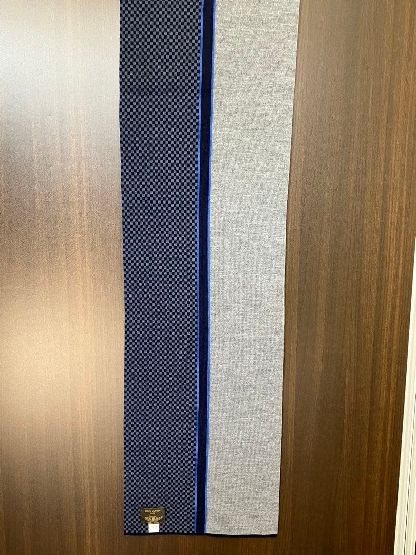 LOUIS VUITTON エシャルプ ダミエ　マフラー　青×グレー