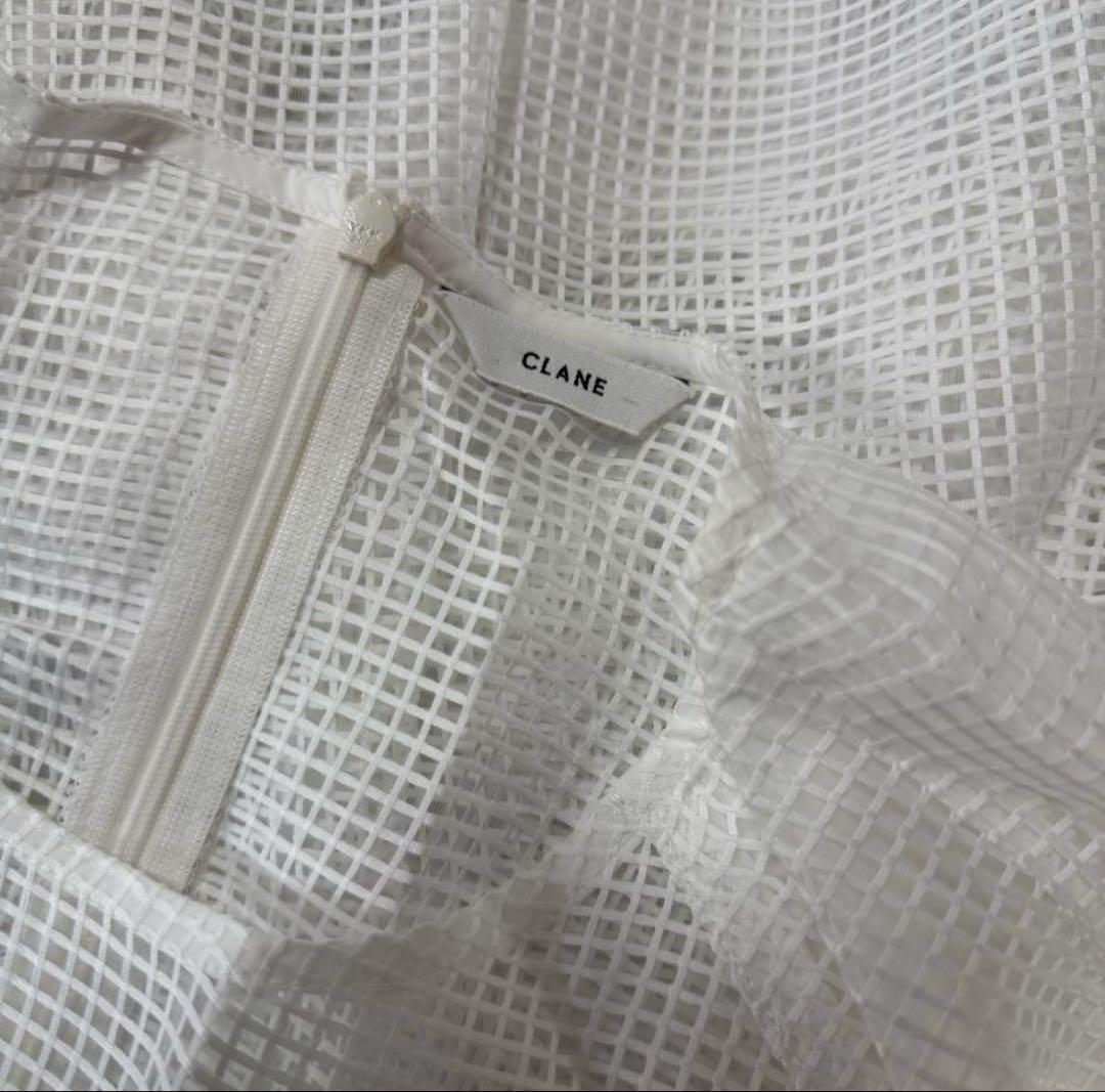 【美品】CLANE SHEER PLAID VOLUME SLEEVE TOPS