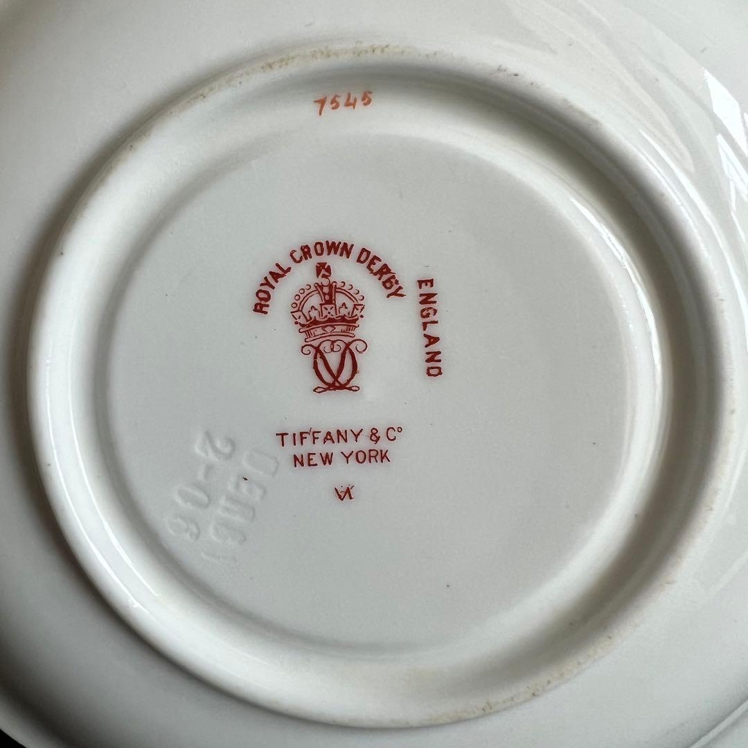 ロイヤルクラウンダービー 金彩とピンクのバラ絵 モカカップ＆ソーサー