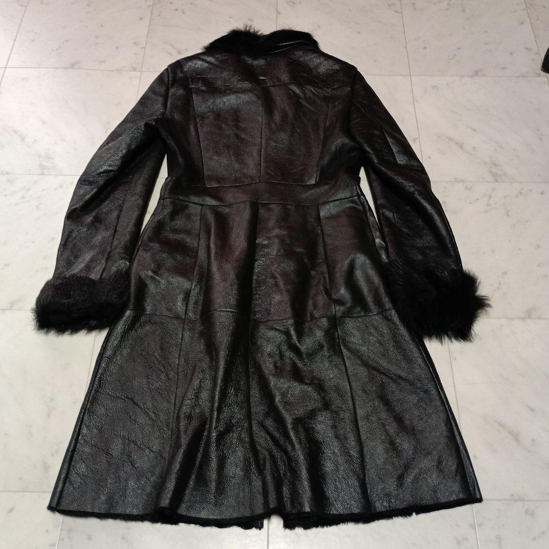 SPORTMAX CODEスポーツマックスコード レザーロングコート 裏ボア