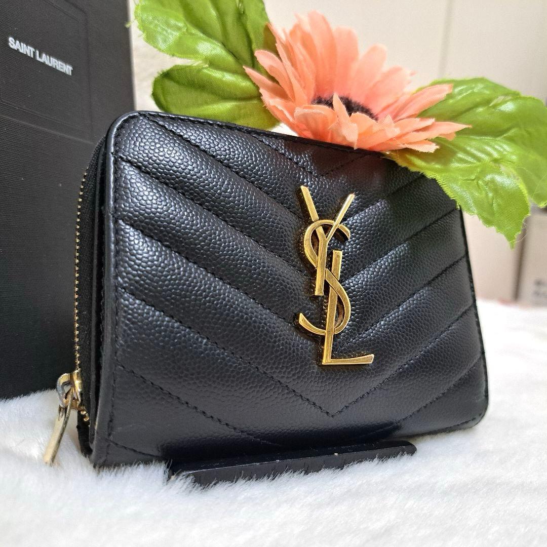 ✨極美品　レシートあり✨サンローラン　二つ折り　カサンドラ　キャビアスキン