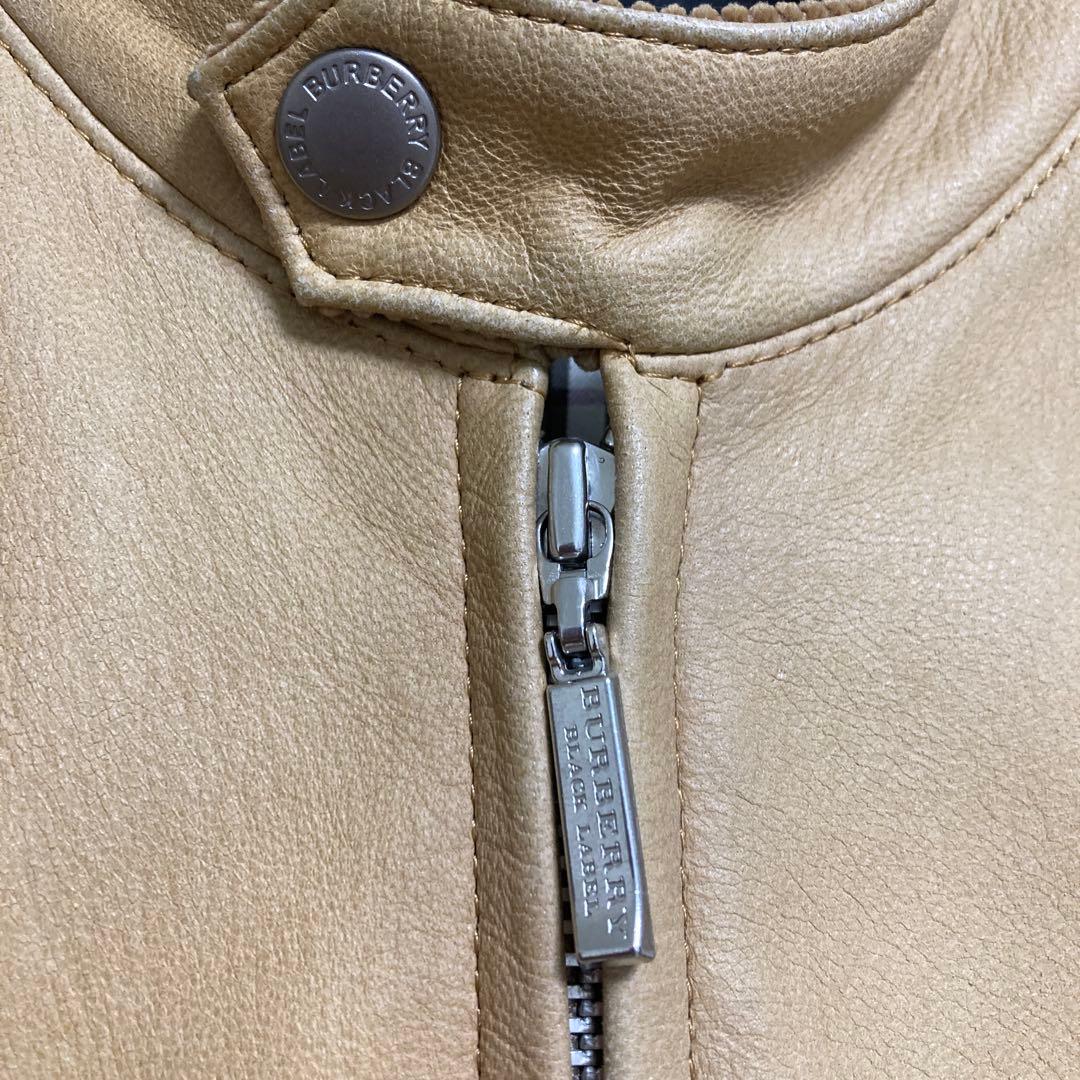 【オーラ◎】バーバリーブラックレーベル レザージャケット ラムレザーノバチェック