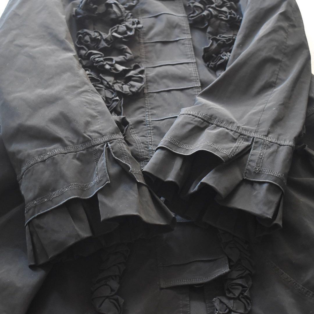 EIKO KONDO 構築フリルデザイン ロングジャケットワイヤー 黒 立体裁断