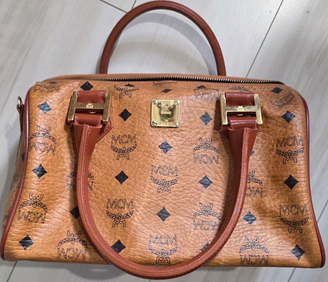 中古美品　MCM ミニボストンバッグ ブラウン