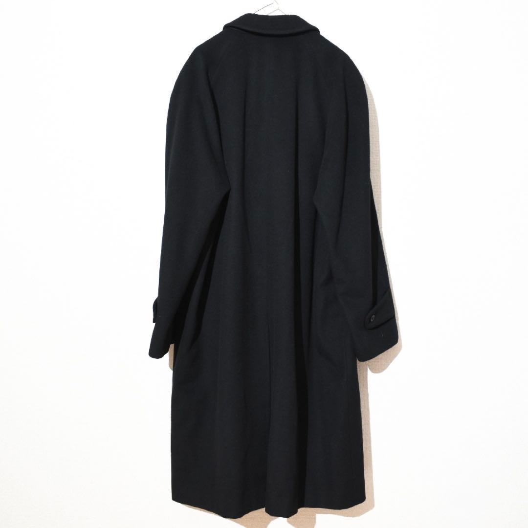 【Aquascutum/アクアスキュータム】カシミヤ混ステンカラーコート　黒　M
