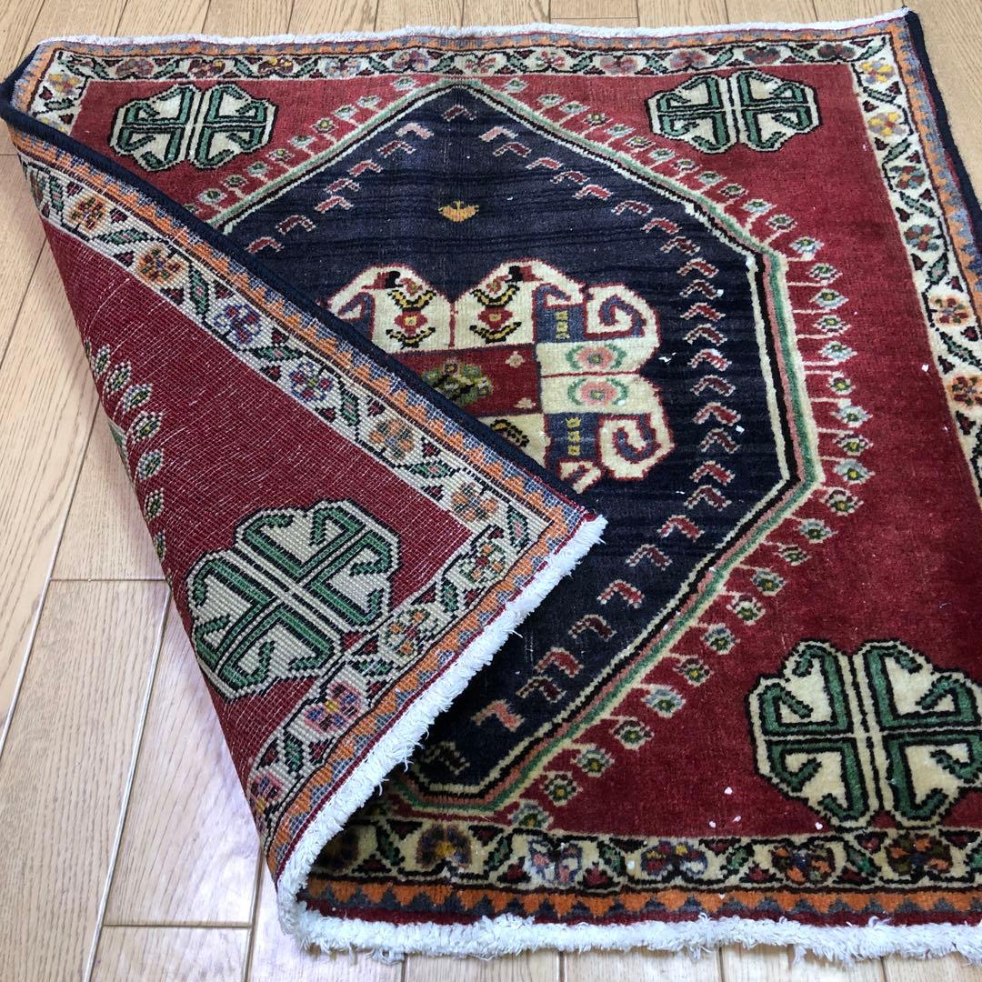 ペルシャ絨毯 ヴィンテージラグ 76×72cm 手織り オールド persia