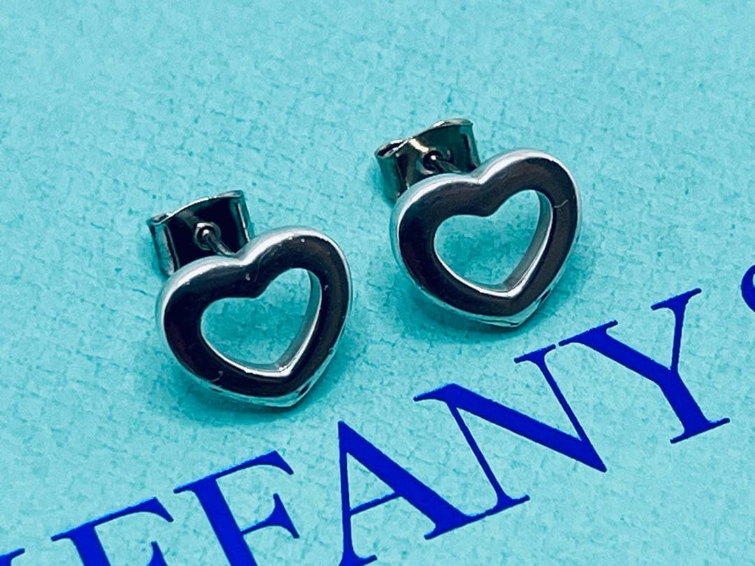 c762 ティファニー　リンク　オープンハート　スタッド　ピアス　シルバー925