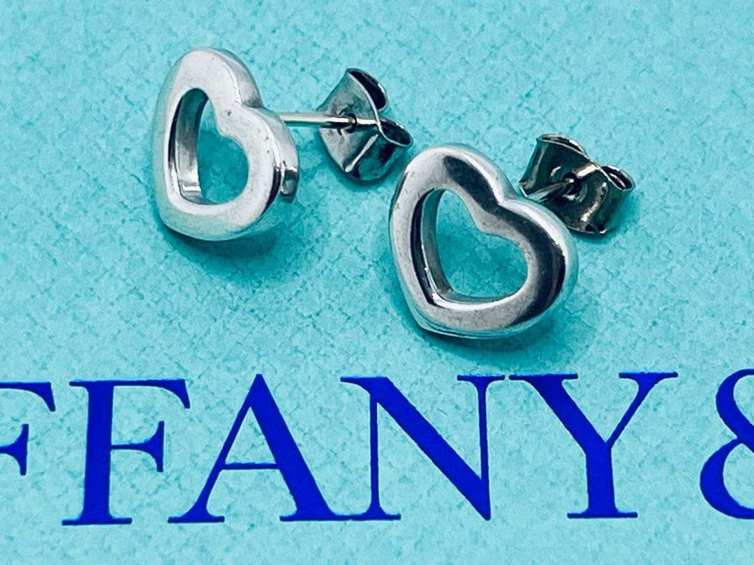 c762 ティファニー　リンク　オープンハート　スタッド　ピアス　シルバー925