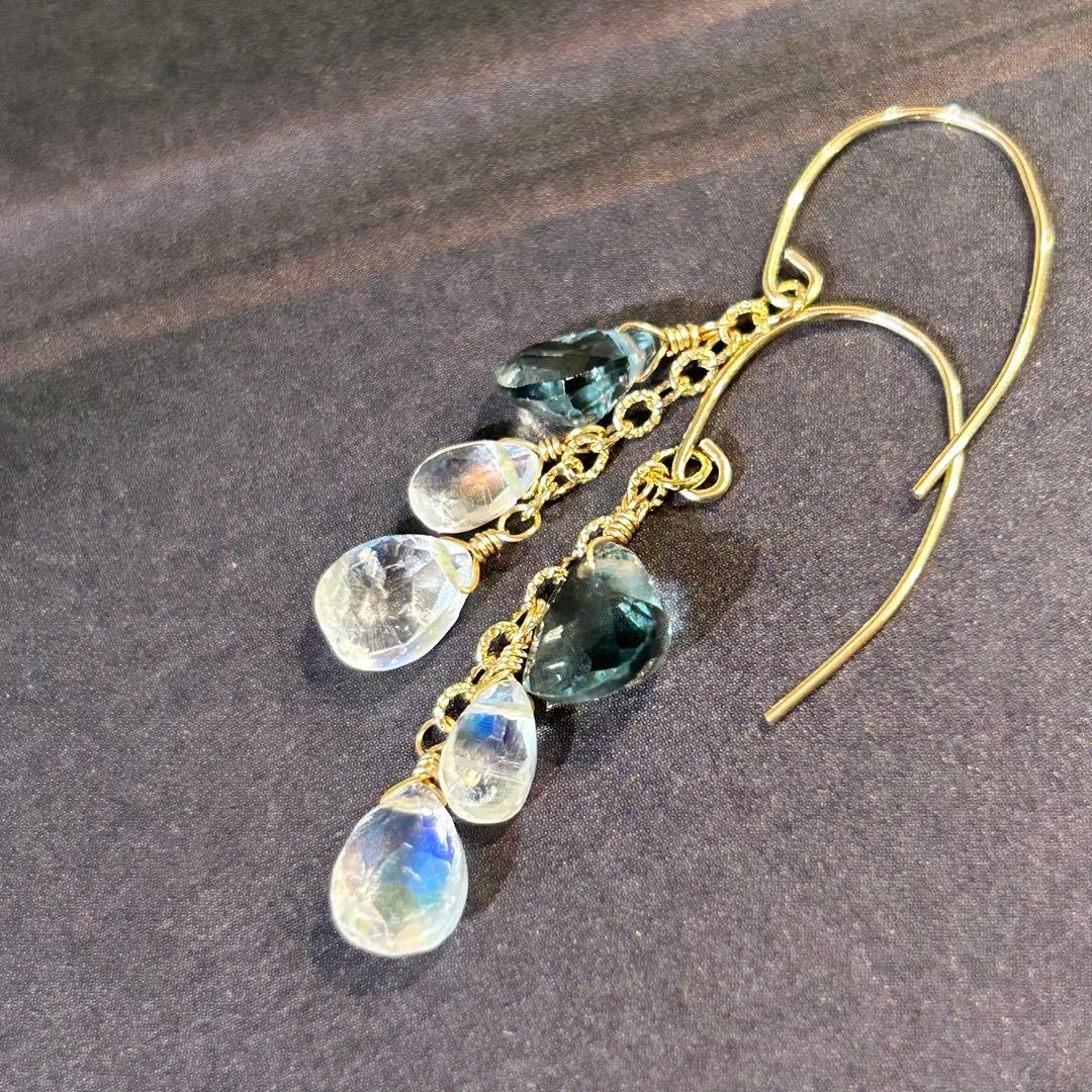 専用✳︎超高品質✳︎フローライト　ファセットハート　14kgf　天然石イヤリング