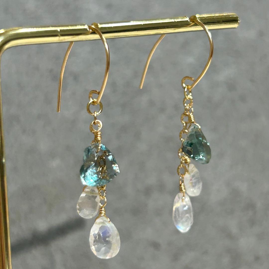 専用✳︎超高品質✳︎フローライト　ファセットハート　14kgf　天然石イヤリング